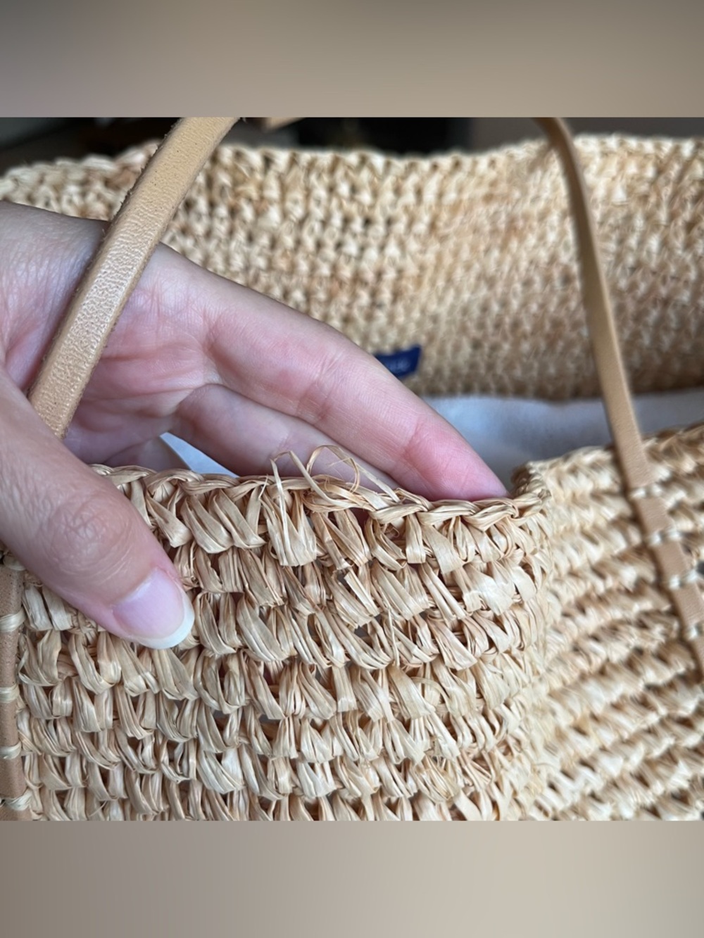 Hat Attack Luxe Stripe Tote 100% Raffia Natural/Black LARGE Summer Beach Boho - Picture 12 of 12